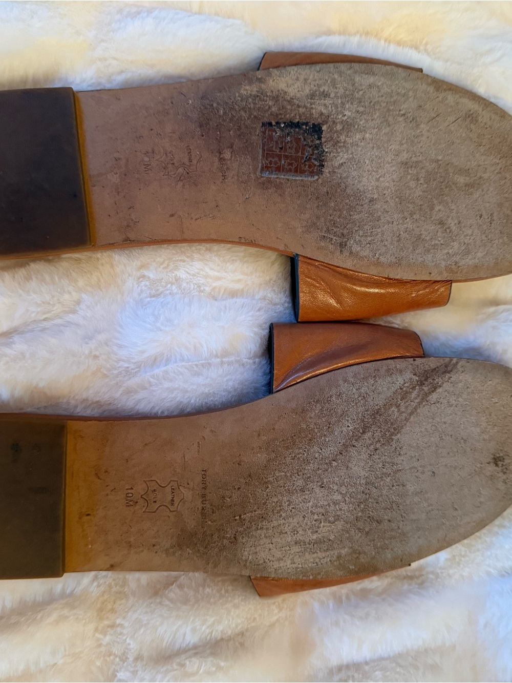 Tory Burch Tan Leather Slide Mules with Logo Cutout - Picture 6 of 15